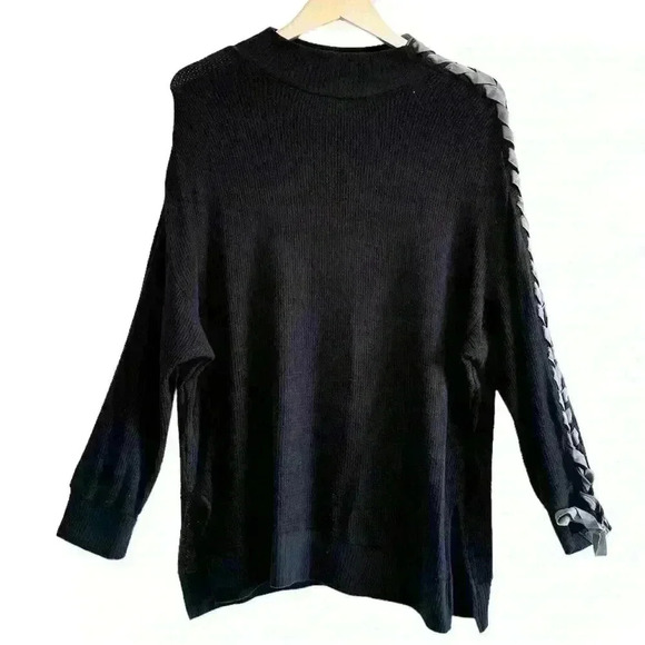 Free People Ribbon Braid Lightweight Oversized Thermal Black Grey Extra Small - Picture 1 of 9